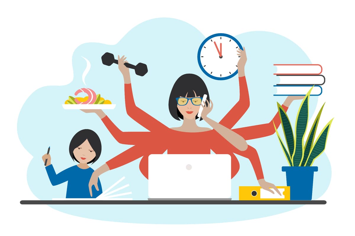 Person juggling multiple tasks